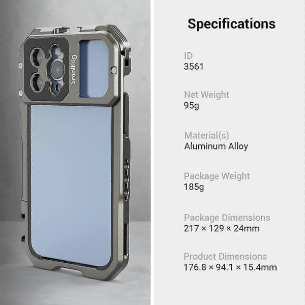 SmallRig - etui til iPhone 13 Pro / Pro Max, kompatibel med 17 mm gevindlinser, M-fatning, 3561