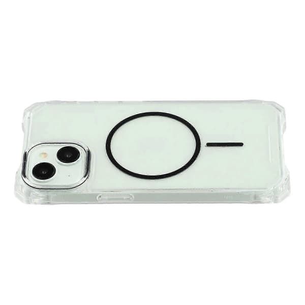 For iPhone 15 Magnetisk Deksel med Snor Fallsikkert TPU + PC Telefonbakdeksel Black