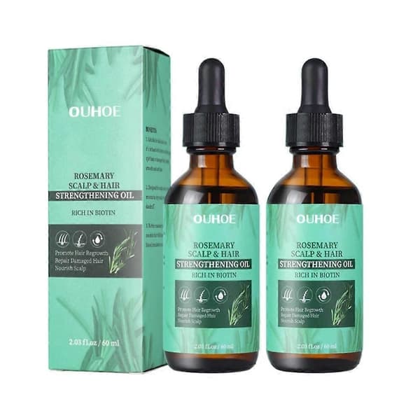 2X 60 ml Rosmarin Hårvård Eterisk Olja Tillväxtolja Närande Hår och Främjar Blodcirkulation Hårvård