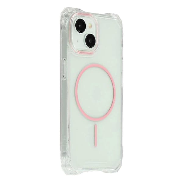 Magnetisk deksel til iPhone 15 med snor, fallsikkert TPU + PC-bakdeksel Pink