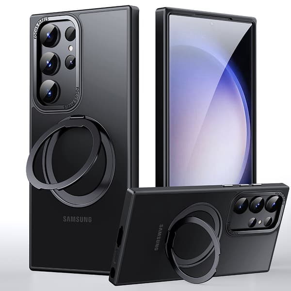 Mobildeksel med magnetisk stativ til Samsung Galaxy S23 Black