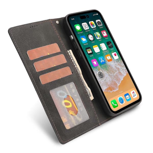 Vasikannahkajäljitelmä Nahkakotelo iPhone 14 Pro Maxille