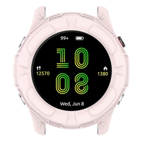 Til Garmin Forerunner 955 Halvbeskyttende Fleksibelt TPU-etui Blød Ramme Stødresistent Cover Light pink Style E Garmin Forerunner 955