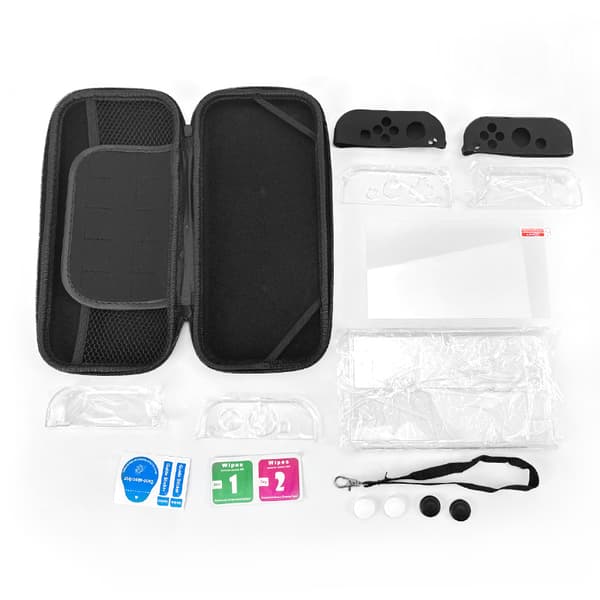 Nintendo Switch OLED-kompatibelt etui med tilbehør 9 deler Black