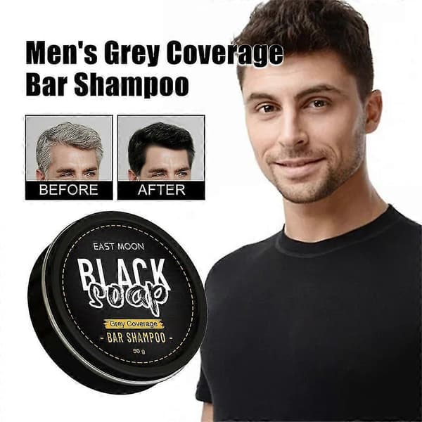 3x Grå Dækning Bar Shampoo Hår Mørkfarvende Sort Sæbe Til Mænds Grå Hårdækning~A