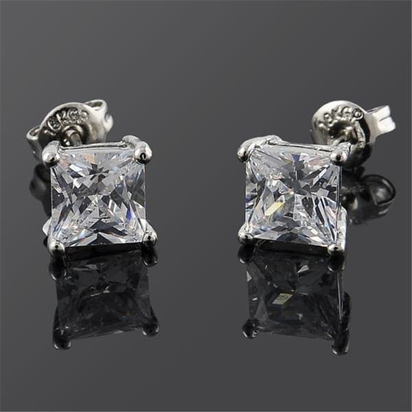 Firkantede Zircon Øreringe - 1 par Silver