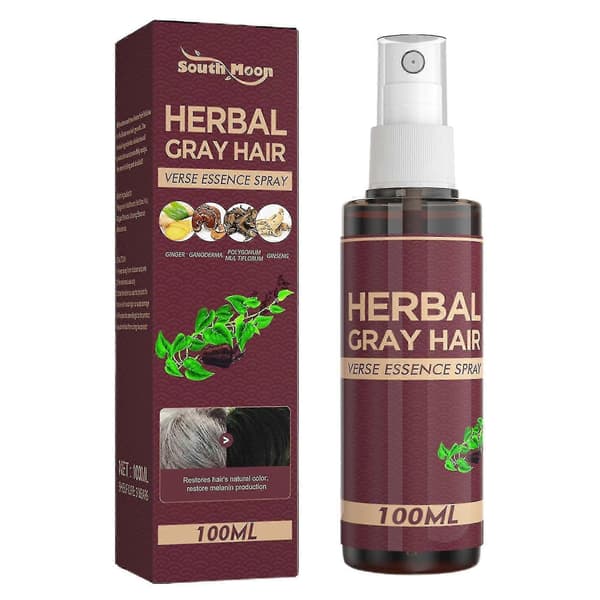 Örtbaserad gråhårsspray Snabb effekt Skonsam Naturlig Örtbaserad Tar bort grått hår Boxed