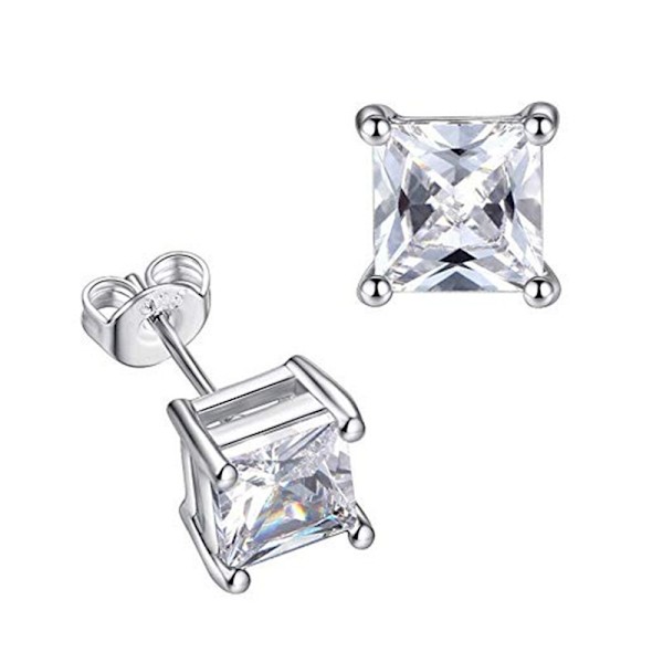 Firkantede Zircon Øreringe - 1 par Silver