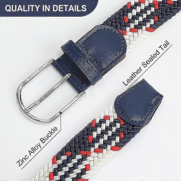 Flätat Canvas Stretchbälte Elastiskt Casualbälte För Män Kvinnor B-Blue 110cm(43.3Inch)