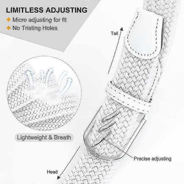 Flätat Canvas Stretchbälte Elastiskt Casualbälte För Män Kvinnor White 120cm(47.3Inch)
