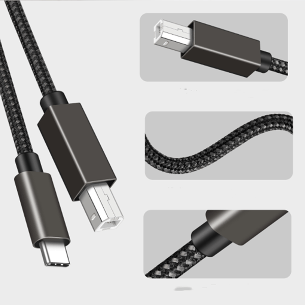 USB-B til USB-C skriverkabel Svart Black 2 m