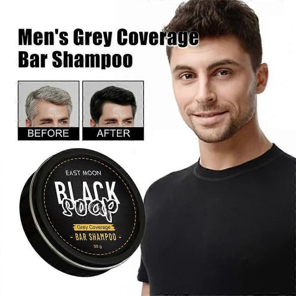 3 stk. Mænds grå dækning Bar Shampoo Hårfarvning Sort Sæbe til gråt hår dækning~A