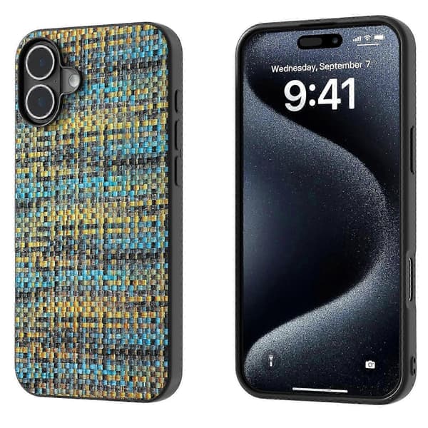 Farget Gittertekstur PU-deksel til iPhone 16