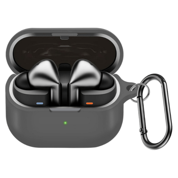 Skyddande silikonfodral för Samsung Galaxy Buds3/Buds3 Pro med karbinhake Grey