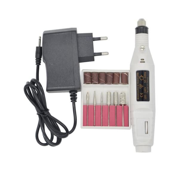 Elektrisk neglefil med 6 bits Vit