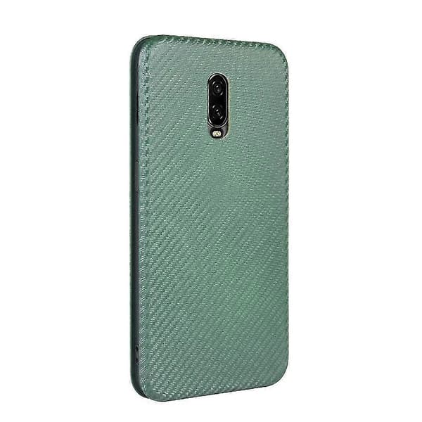 Kolfiberläderfodral för OnePlus 6T Green