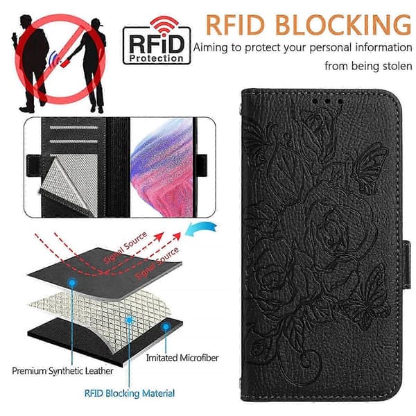 RFID-nahkakotelo TCL 505:lle Black