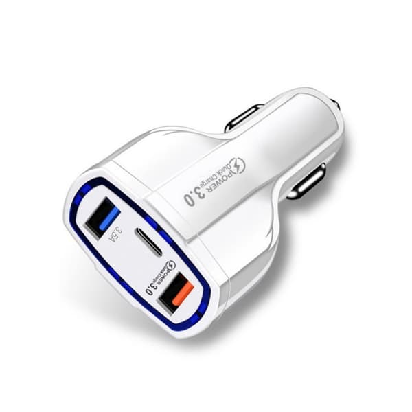 Billader Quick Charge PD med USB-C & 2x USB Udtag Hvid 72 3-Pack