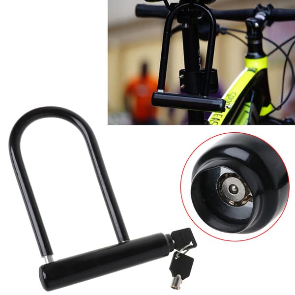 U-lås Cykel Motorcykel Scooter Sikkerhed Stålkæde + 2 Nøgler Ny Black 0.59