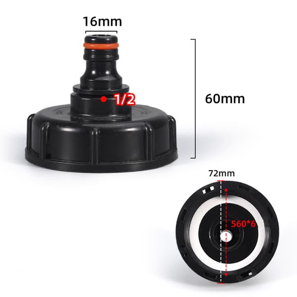 Hanaliitin IBC-kontteihin 1/2 tum