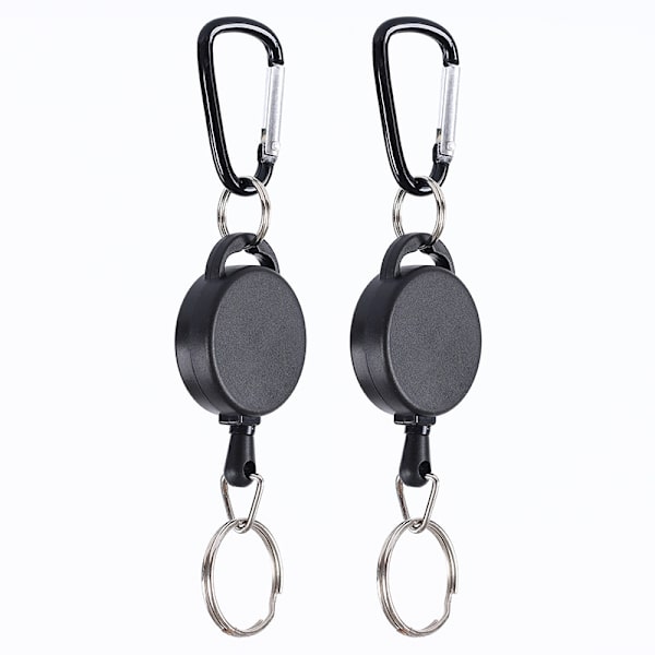 Utdragbar nyckelring med karbinhake 2-pack Black