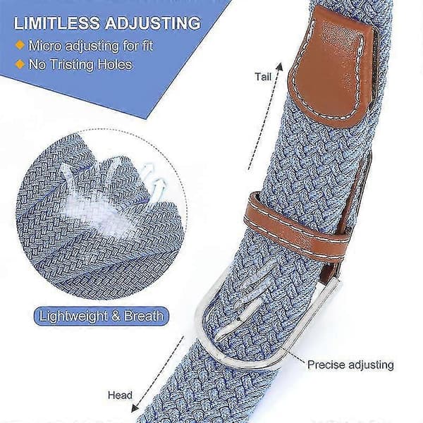 Flätat Canvas Stretchbälte Elastiskt Casualbälte För Män Kvinnor Blue 130cm(51.2Inch)