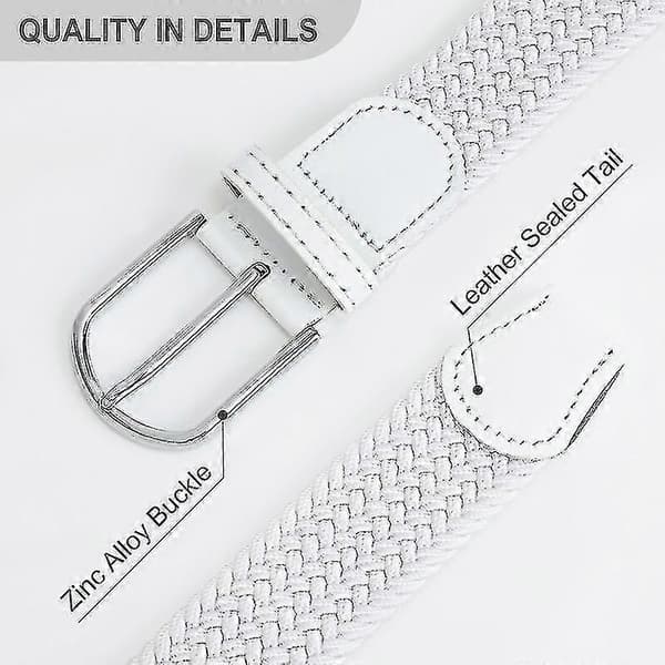 Flätat Canvas Stretchbälte Elastiskt Casualbälte För Män Kvinnor White 120cm(47.3Inch)