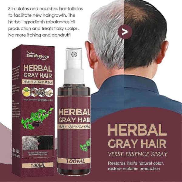 Urtebasert gråhårspray Rask effekt Mild Naturlig Urtebasert Fjerner Grått Hår Boxed