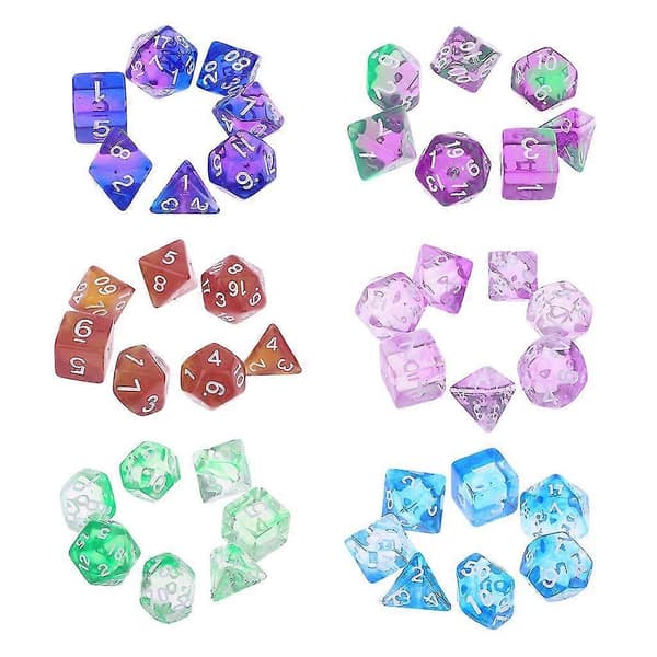 7kpl läpinäkyviä noppia D4 D6 D8 D10 D12 D20 Dungeons & Dragon D&d Rpg Poly Blue
