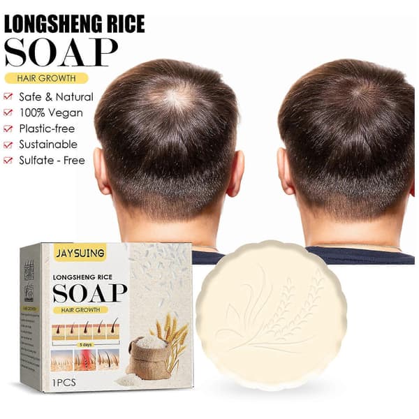 3 stk. shampoo bar, risvand til hårvækst shampoo og balsam, fast mod hårtab