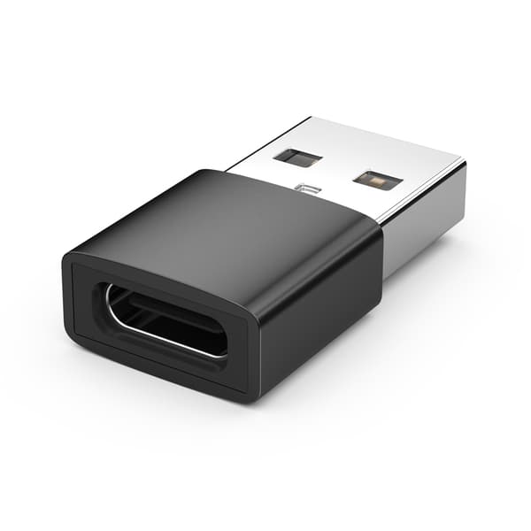 USB-A (uros) - USB-C (naaras) -sovitin Black