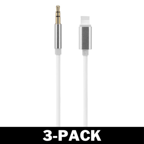 1 meter Lightning - AUX 3.5mm Kabel for bilen / hodetelefoner 48 2-Pack