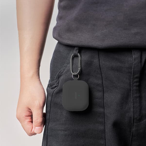Skyddande silikonfodral för Samsung Galaxy Buds3/Buds3 Pro med karbinhake Grey