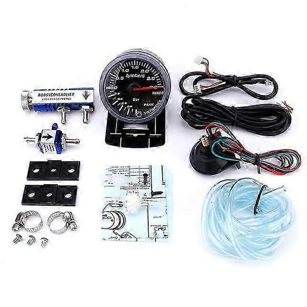60MM Bil Turbo Boost Måler 3Bar + Justerbar Turbo Boost Controller Kit 1-30PSI IN-CABIN Bilmåler with Blue Controller