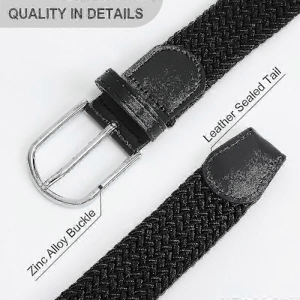 Flätat Canvas Stretchbälte Elastiskt Casualbälte För Män Kvinnor Black 100cm(39.3Inch)