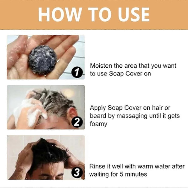 Sort shampoo bar sæbe til gråt hår, Mane Gray Reverse Bar til mænd, sort hår shampoo bar til hårfarvning 2 Pcs