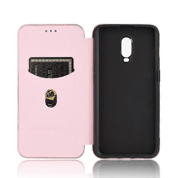 Kolfiberläderfodral för OnePlus 6T Pink