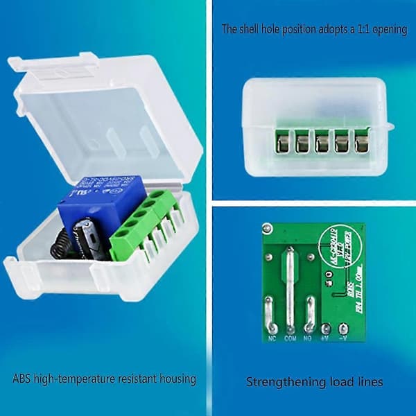 433Mhz DC12V 10A Enkanals Relémodul Mottaker Trådløs Fjernkontroll Black 1 remote control