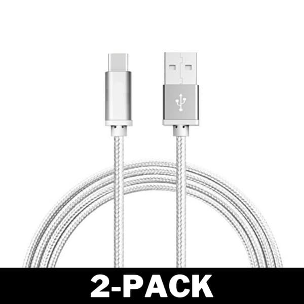1M USB til USB-C Kabel Nylon Quick Charge Sølv 48 3-Pack