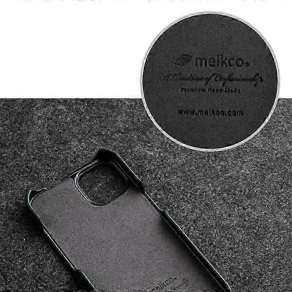 MELKCO För iPhone 12/12 Pro Vertikalt Flip-telefonfodral Äkta Koläder+PC-skal Style E