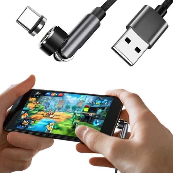 Magnetisk USB-C laddkabel 3A Snabbladdning 2 m Black