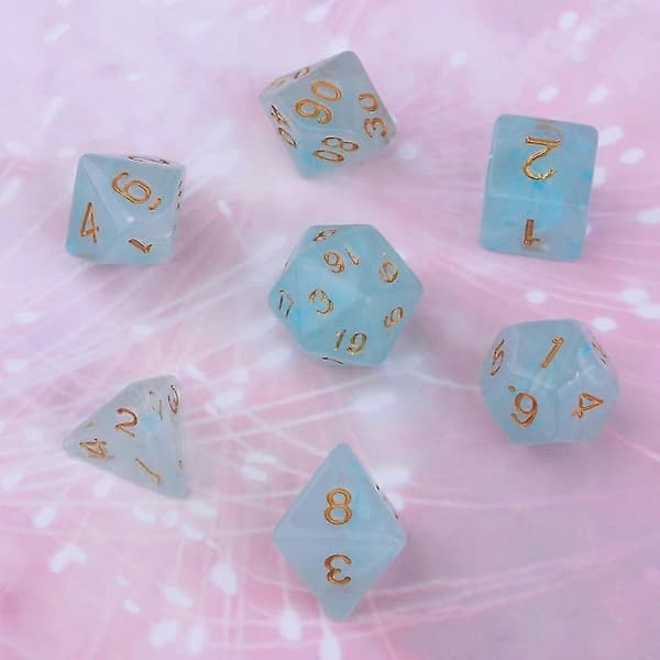 3x sæt med 7 akryl terninger polyhedral til D&D brætspil fest lyseblå