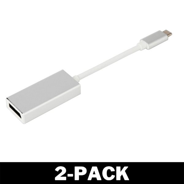 Hurtig USB-C til DP Adapter Sølv 96 2-Pack