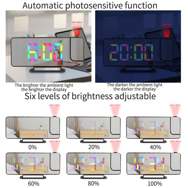 LED projektionsvækkeur 16