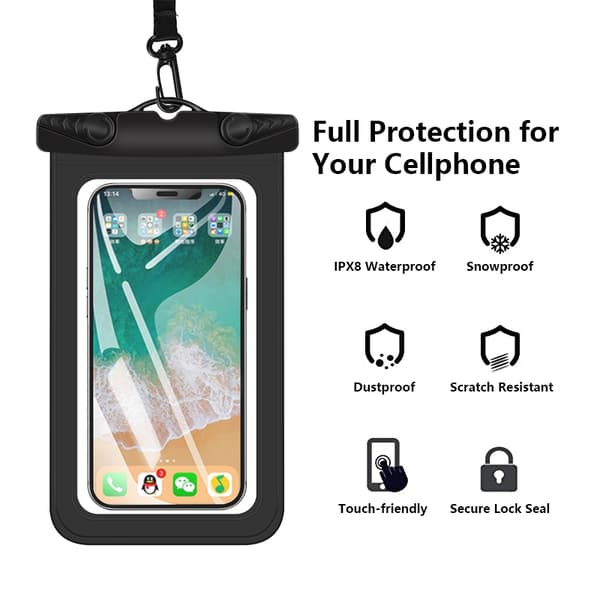 Vanntett mobildeksel, 7 tommer Black
