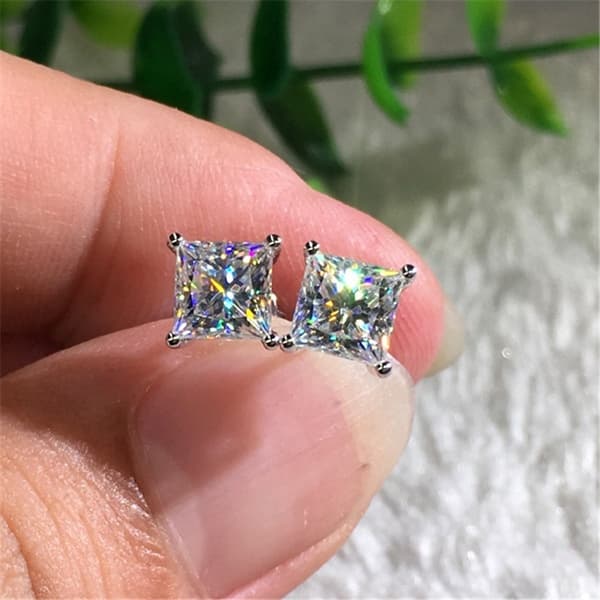 Firkantede Zircon Øreringe - 1 par Silver