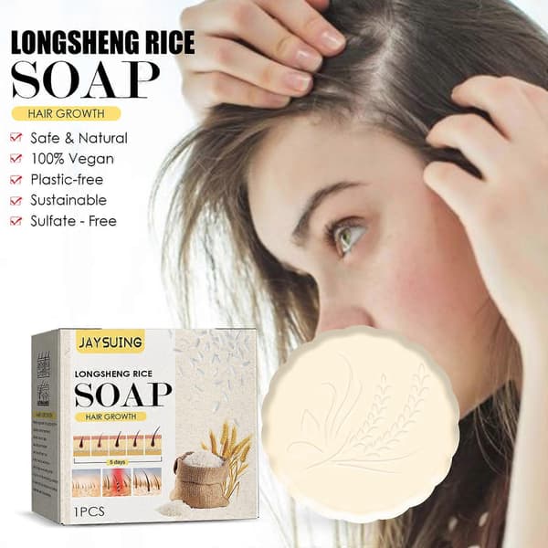3 stk. shampoo bar, risvand til hårvækst shampoo og balsam, fast mod hårtab