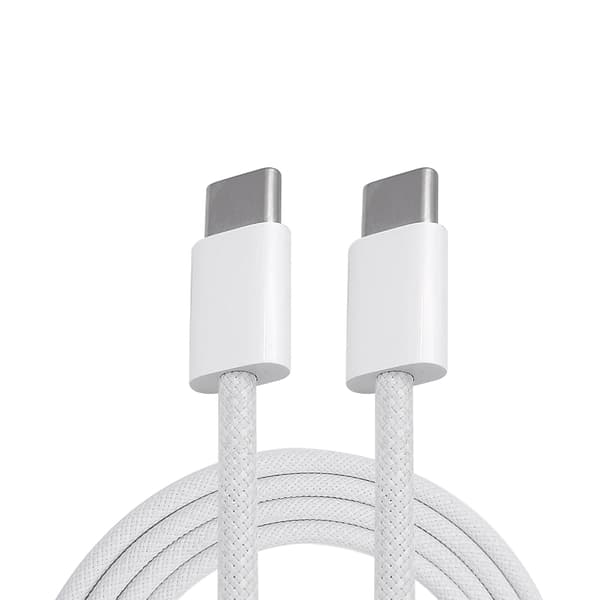 Hurtigopladningskabel USB-C til USB-C Nylonflettet Hvid 1M 48 3-Pack