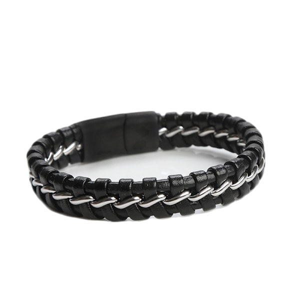 Flätat PU-läderarmband för män M