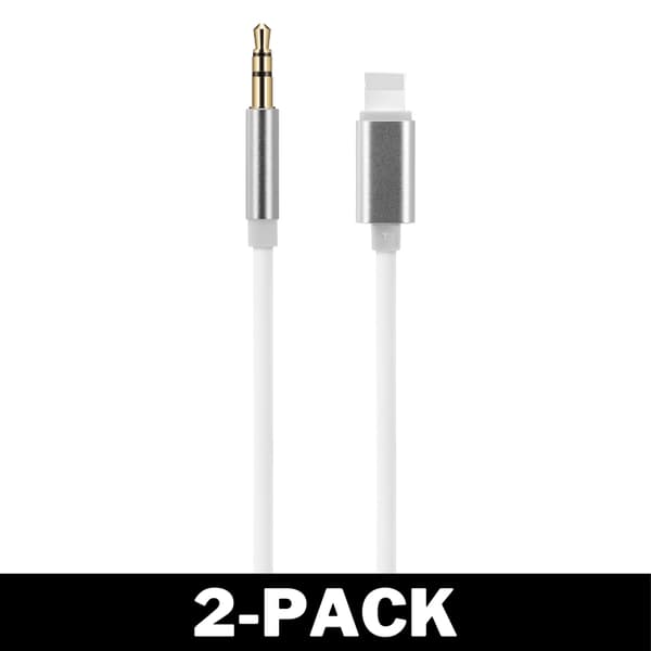 1 meter Lightning - AUX 3.5mm Kabel til Bilen / Hovedtelefoner 48 2-Pack